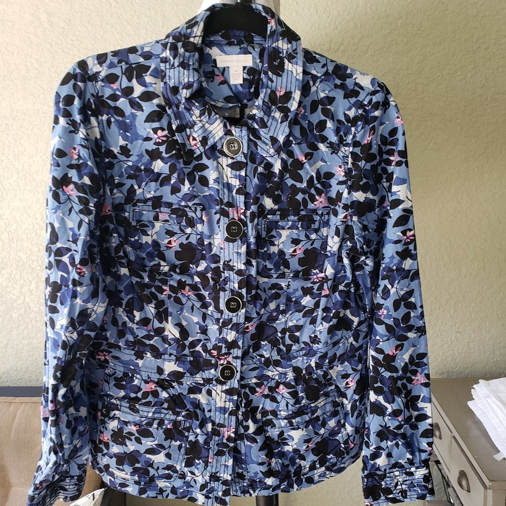 Charter Club Floral Buttoned Jacket Size M